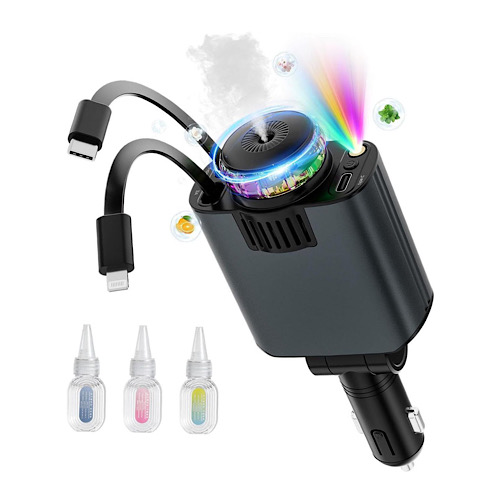 شارژر فندکی خودرو W&O مدل Starlight پنج کاره با رایحه افشانی و نورپردازی